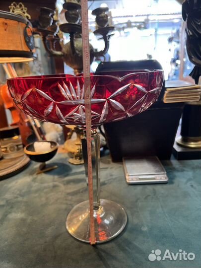 Ваза хрустальная цветная СССР большая