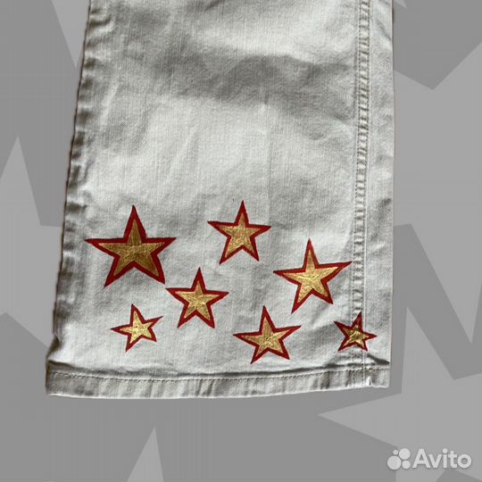 Джинсы y2k роспись звёзды