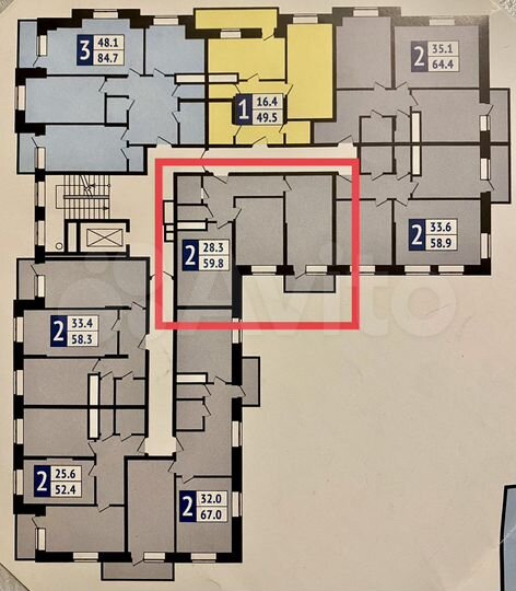 2-к. квартира, 57,8 м², 6/9 эт.