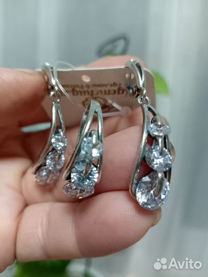 Бижутерия покрытие серебро/фианиты