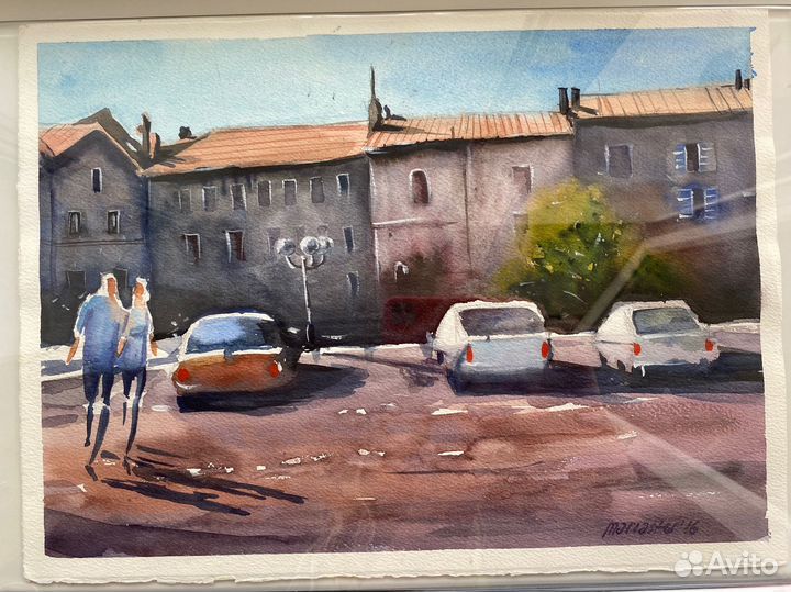 Картины, акварель: Роза; Пробежка; Лодка; Пальма;