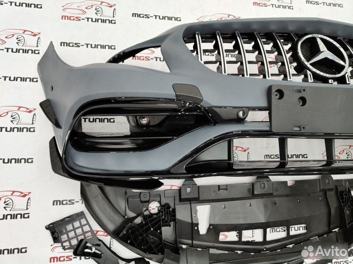 Передний бампер + решетка CLA C117 стиль CLA45 AMG