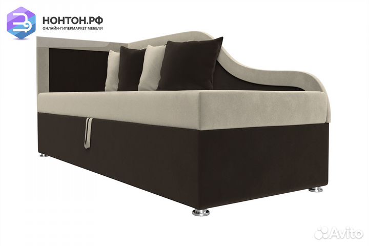 Детский диван Дюна микровельвет бежевый / коричнев