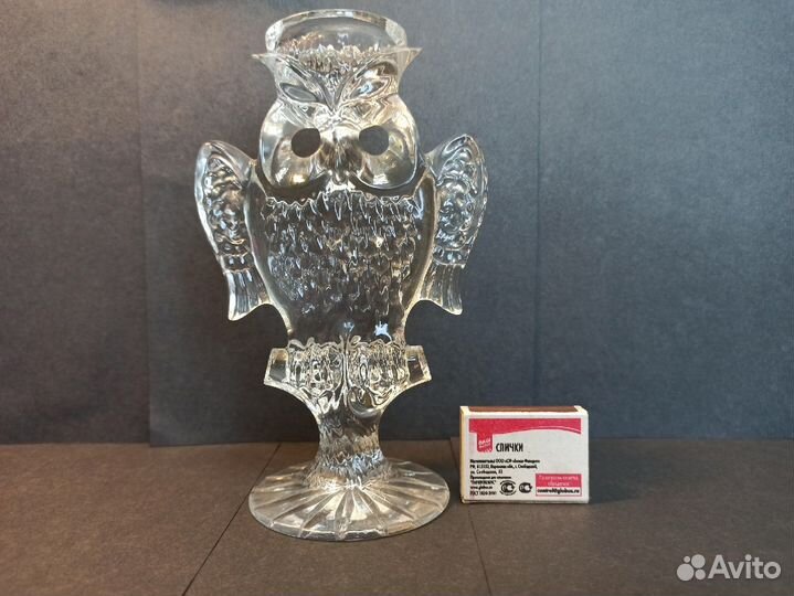 Хрустальный подсвечник для одной свечи сова