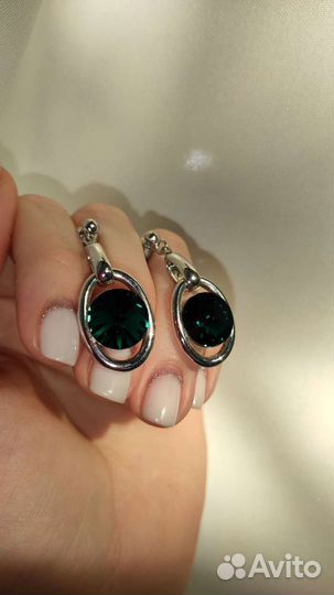 Серьги пусеты/гвоздики с кристаллами Swarovski
