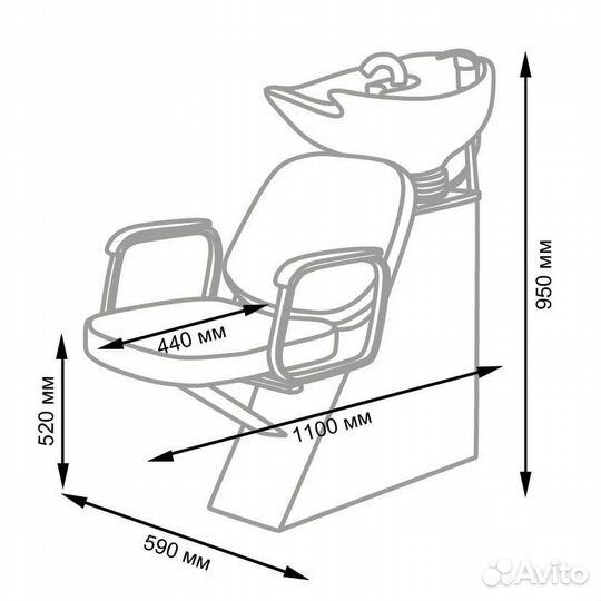 Парикмахерская мойка с креслом новая