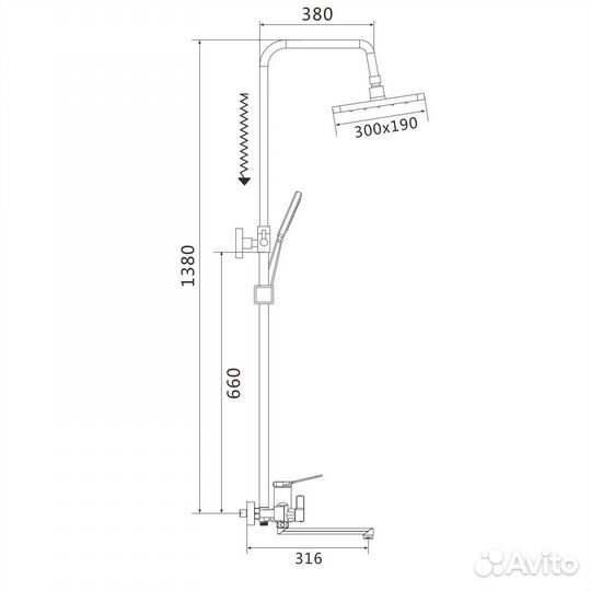 Душевая система Shevanik S6236H, черный