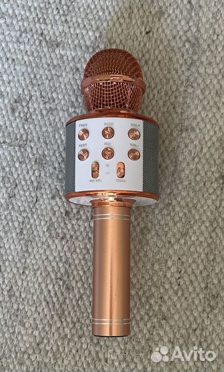 Микрофон WS-858, bluetooth розовое золото
