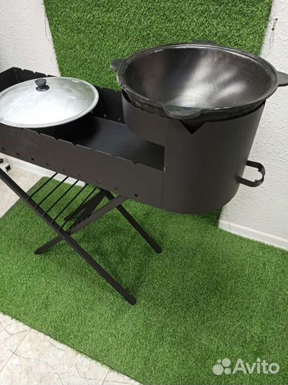 Мангал с печью и казан 16л