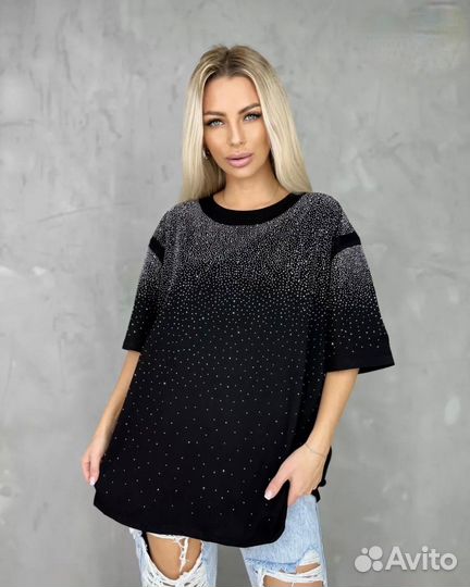 Женские футболки со стразами 46-48-50-52-54
