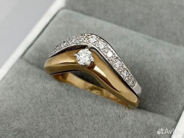 Золотое кольцо бриллианты 0,26 карат 750