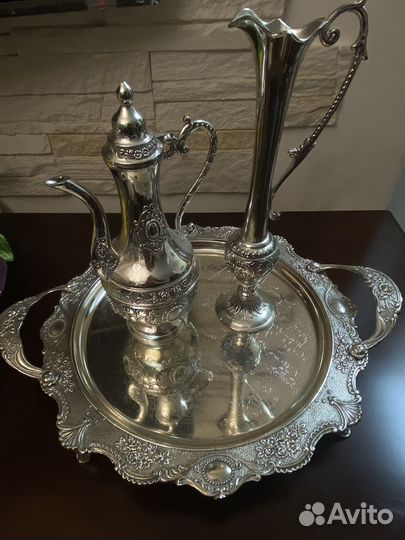 Кофейный набор турецкий металлический на подносе