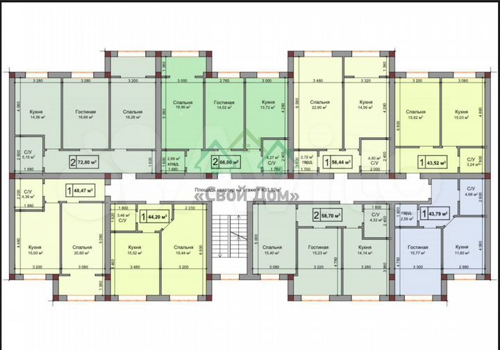 2-к. квартира, 59 м², 2/3 эт.