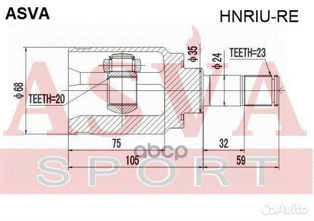 Шрус внутренний зад прав/лев hnriure asva