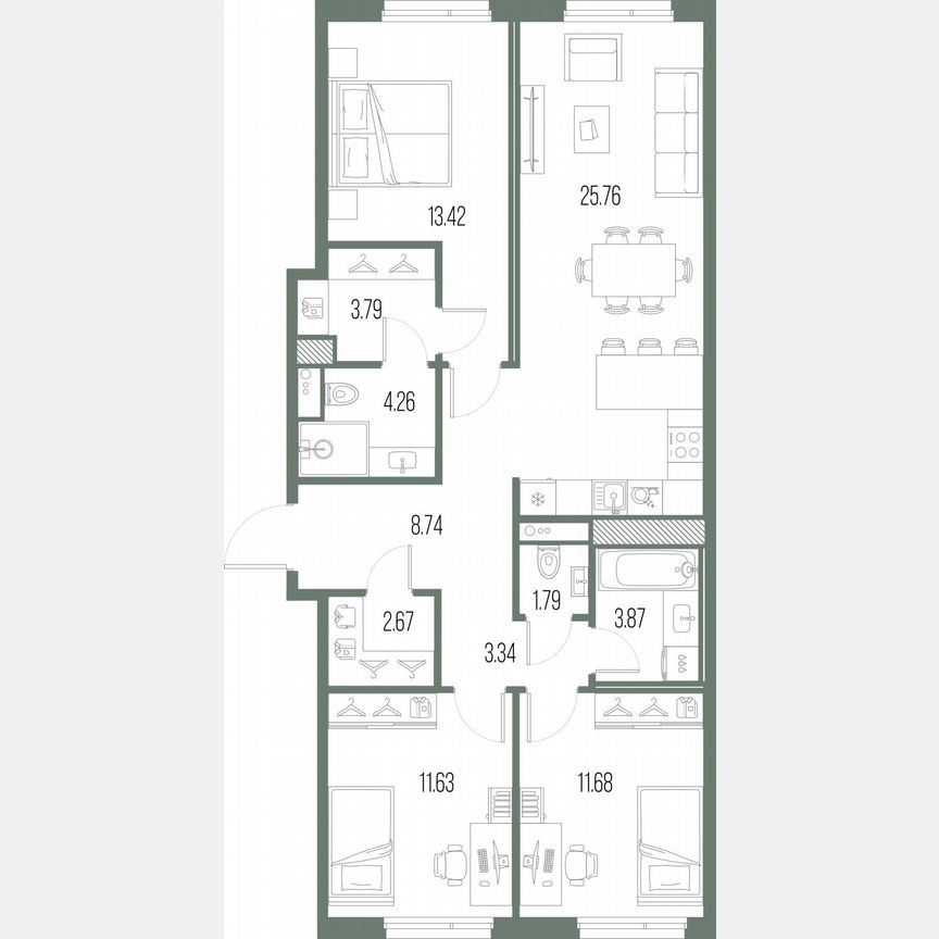 3-к. квартира, 91 м², 4/10 эт.