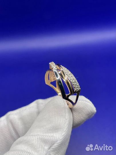 Золотое кольцо размер 18 с фианитами проба 585