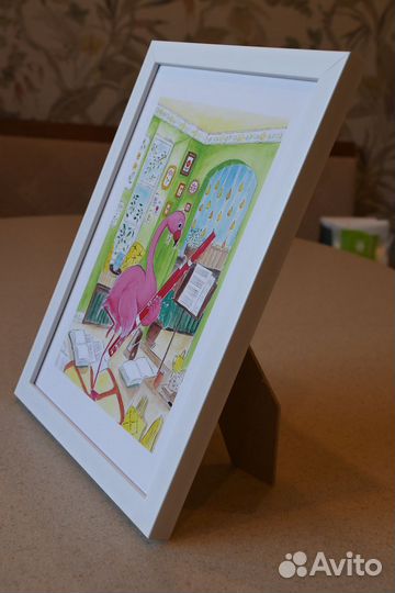 Фагот фламинго ноты подарок музыканту постер