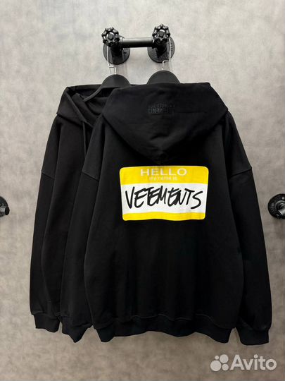 Зип худи Vetements hello my name is Оверсайз