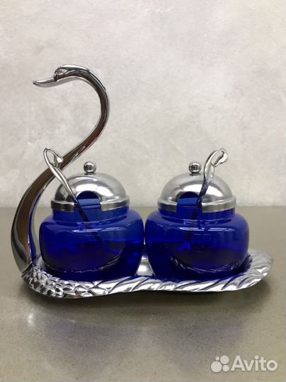 Винтажный набор кобальтовое стекло