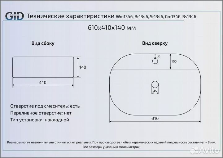 Раковина Gid Gm1346