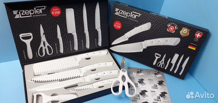 Наборы ножей Zepter белый мрамор. Германия 6предм