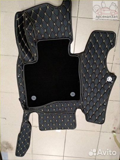 3d коврики Ford Explorer из экокожи черные/беж.шов