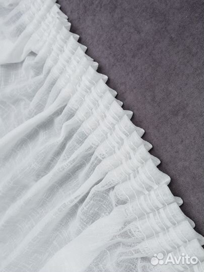 Готовый тюль лен фэнтези белый, кремовый