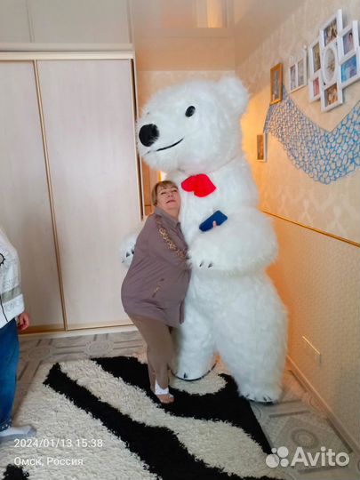 Ростовая кукла Кошечка,белый мишка,поздравление