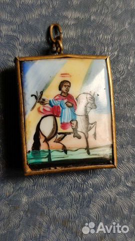 Иконка Святой Мученик Трифон финифть царизм