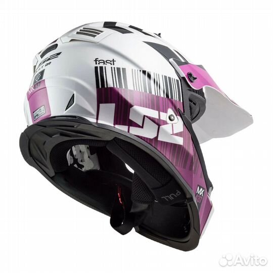 LS2 Мотошлем кроссовый MX437 fast xcode бело-фиол