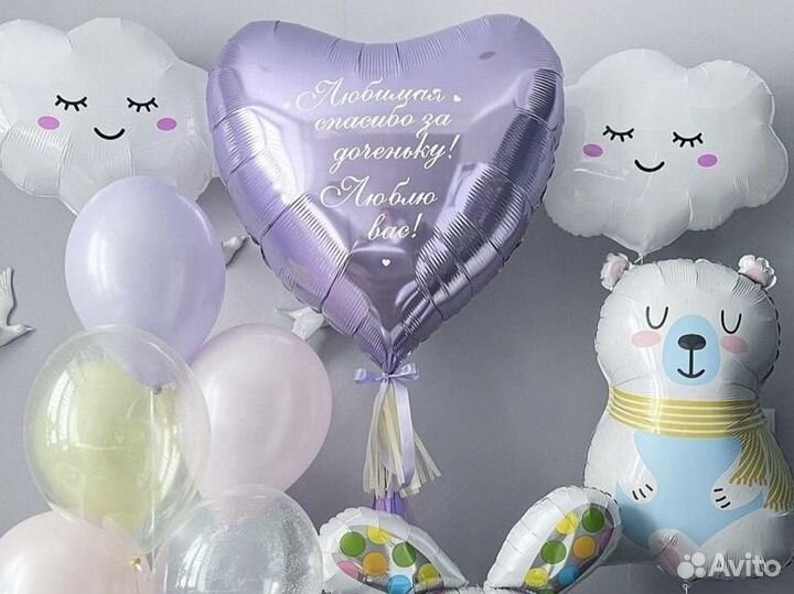 Геливые шары,Воздушные шары на выписку из роддома