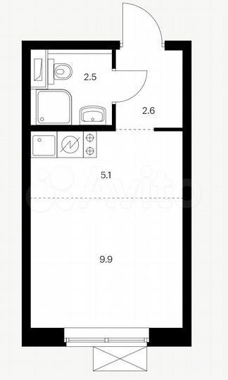 Квартира-студия, 20,1 м², 10/33 эт.