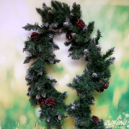 Хвойная гирлянда 4,5м с натуральными шишками