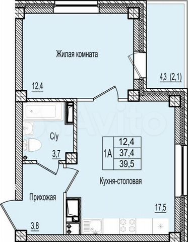 1-к. квартира, 39,5 м², 4/10 эт.