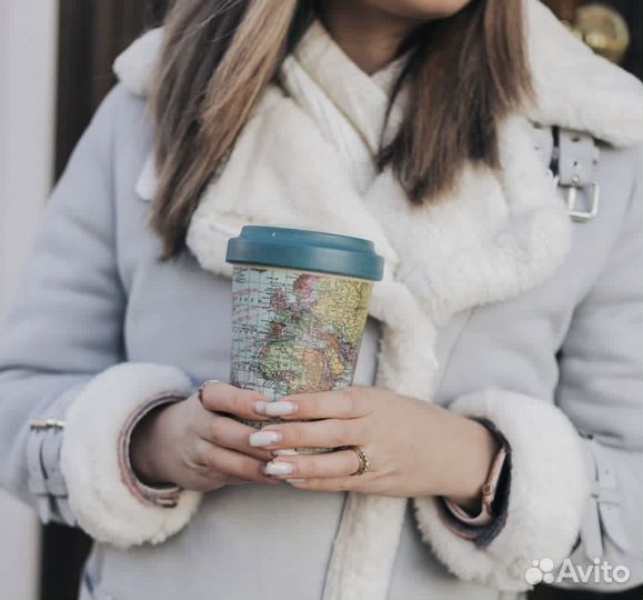 Бамбуковый стакан и ланч бокс с Картой мира