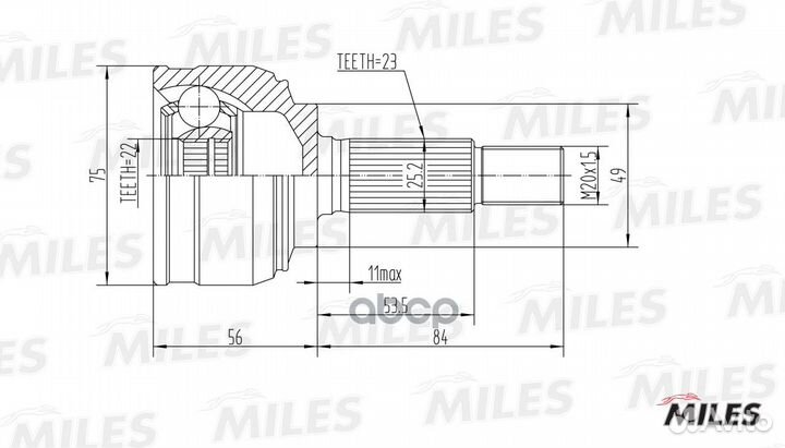 ШРУС nissan micra 1.5 03- нар. GA20308 Miles