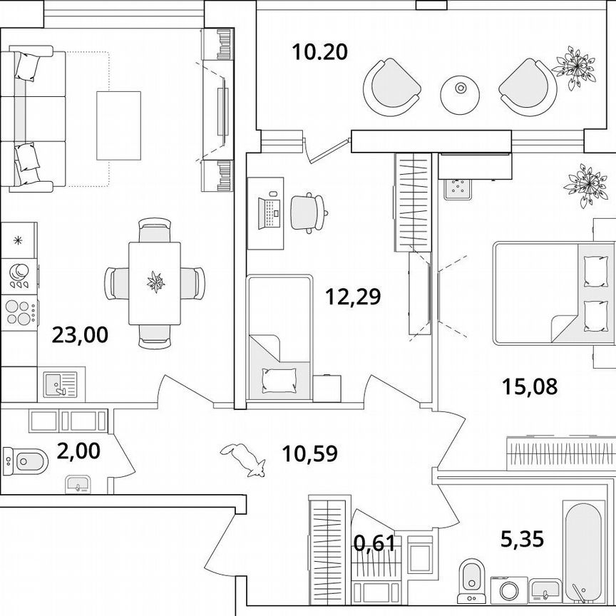 2-к. квартира, 74 м², 14/18 эт.