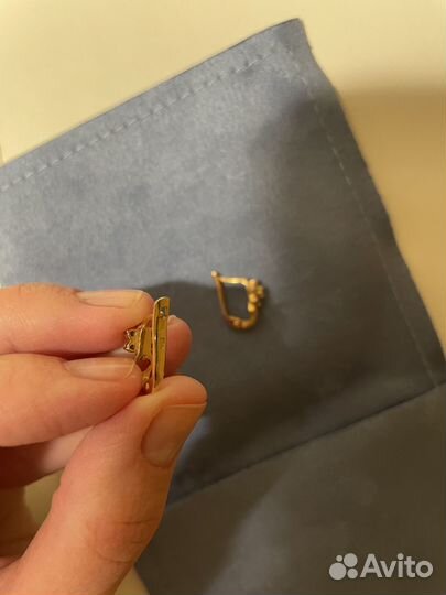 Золотые серьги и кольцо, 585, с изумрудом