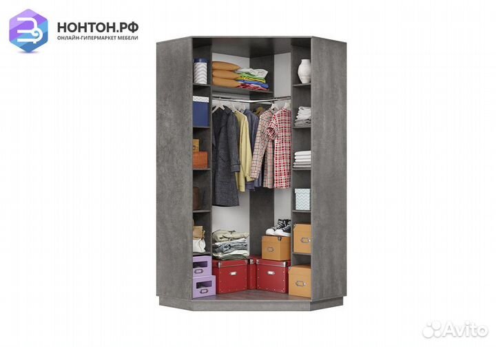 Шкаф-купе угловой двухдверный Сарин бетон