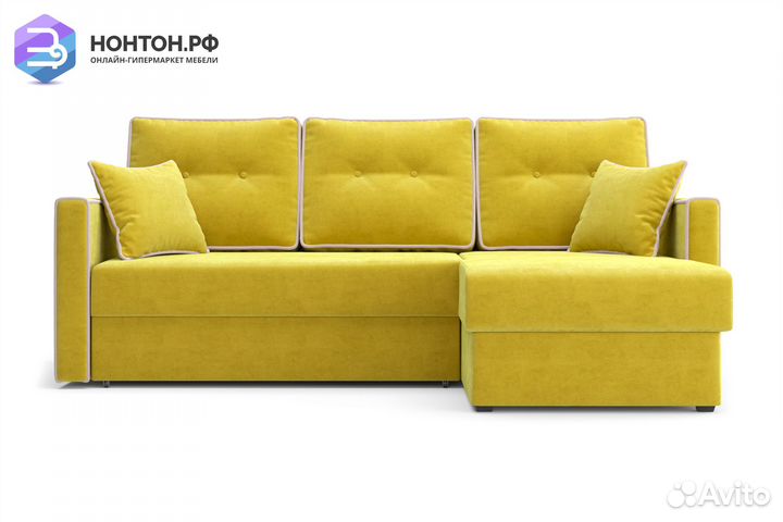 Диван угловой дельфин Леон горчичный