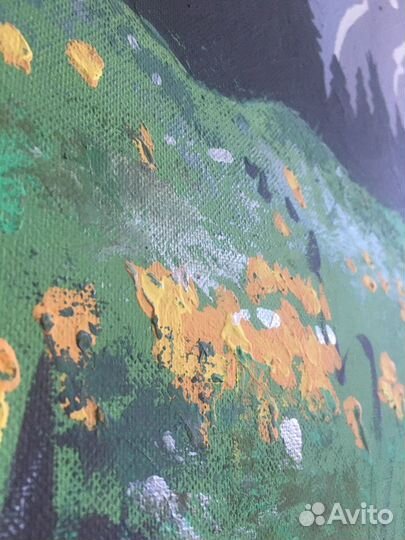 Картина,горы и поле”