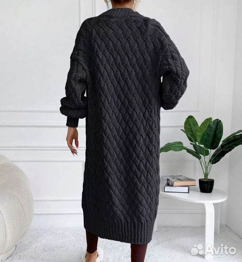 Кардиган длинный орюверсайз вязанный