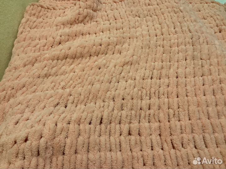 Плед вязаный плюшевый ручная работа