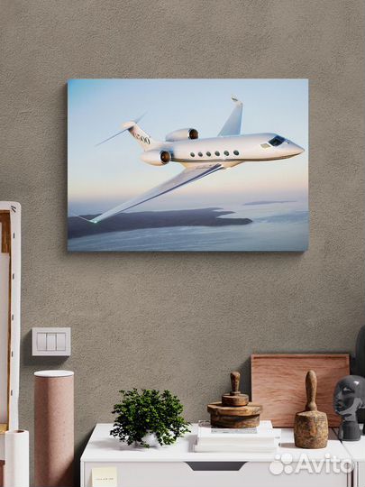 Картина 70х50 пассажирский самолет в небе