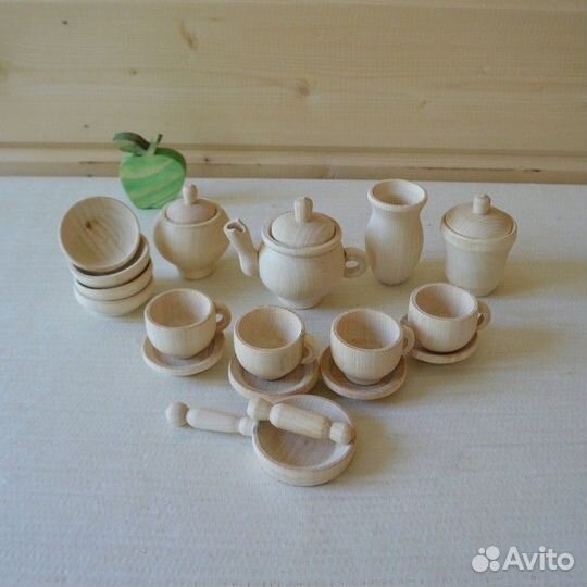 Посудка для игры Игрушечная посуда из дерева
