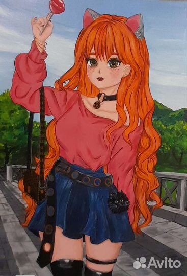 Картина с девушкой аниме