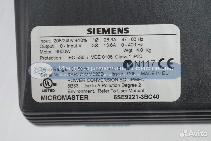 Частотный привод Siemens 6SE9221-3BC40