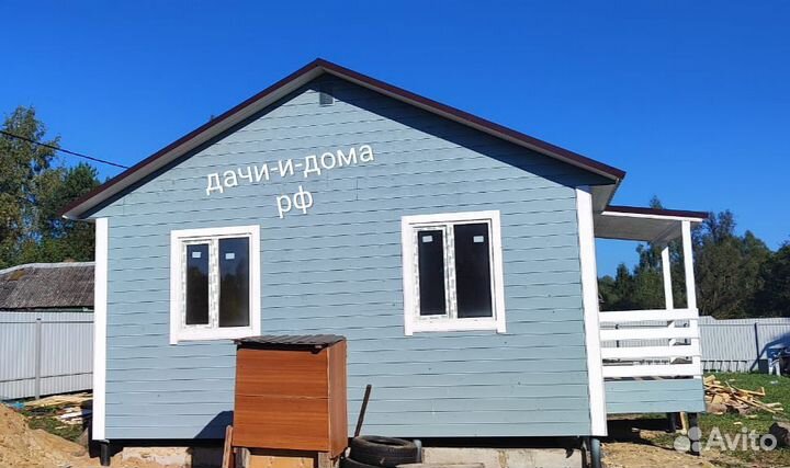 Каркасный дом 6х6 с террасой Г