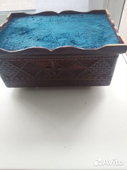 Шкатулка дерево, резьба, покраска, 21х14 см, ретро