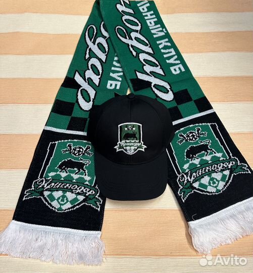 Набор болельщика фк Краснодар,шарф+бейсболка